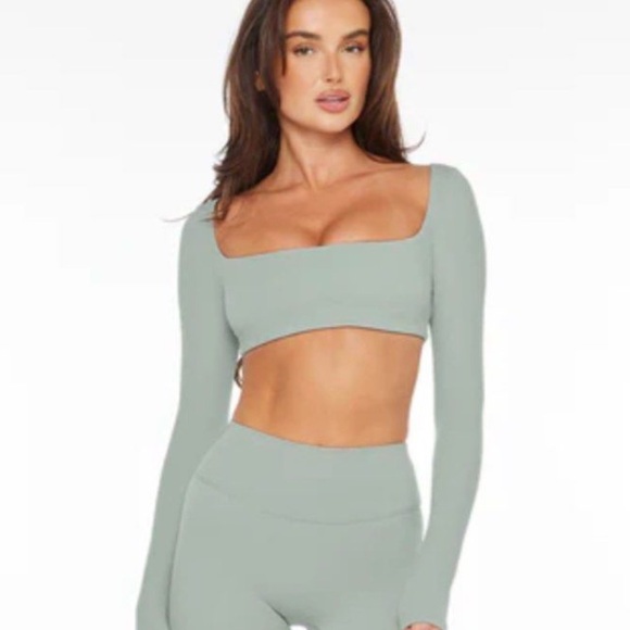 CSB freedom scoop long sleeve Square Neck crop Top - Picture 1 of 6